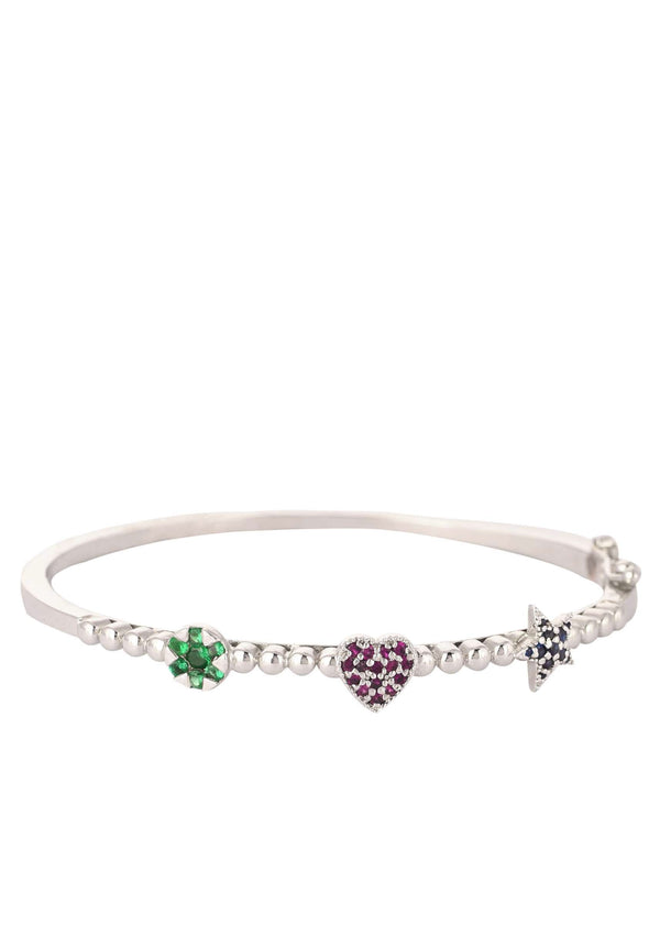 Multi-Color Swarovski Diamonds Openable Bracelet In 92.5 Sterling Silver