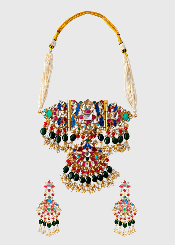 Multicolor Traditional Kundan Necklace Set
