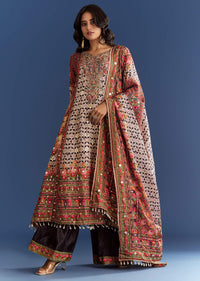 Multicolour Tabby Silk Printed Kurta Palazzo With Dupatta