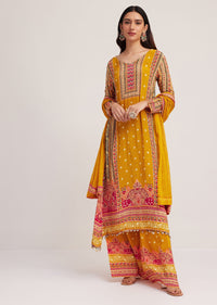 Mustard Yellow Printed Palazzo Set