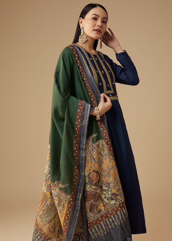 Navy Blue Sequin Work Anarkali Set
