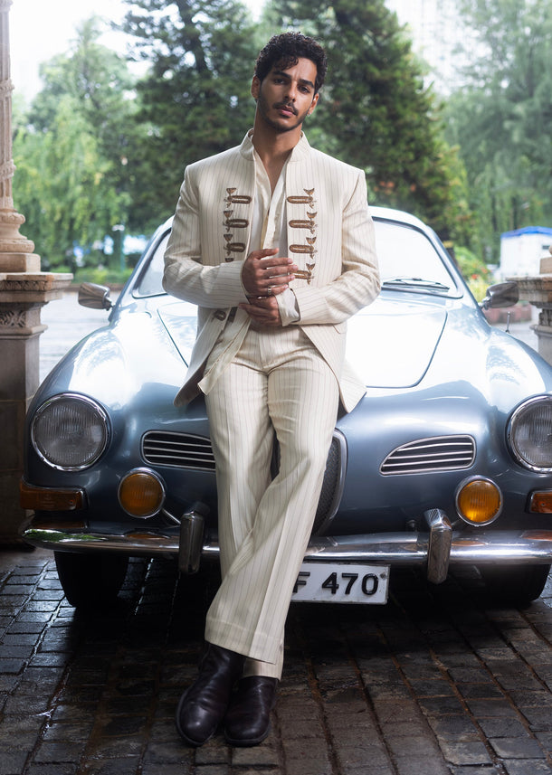Ishaan Khatter In Our Off White Ceremonial Tuxedo Set