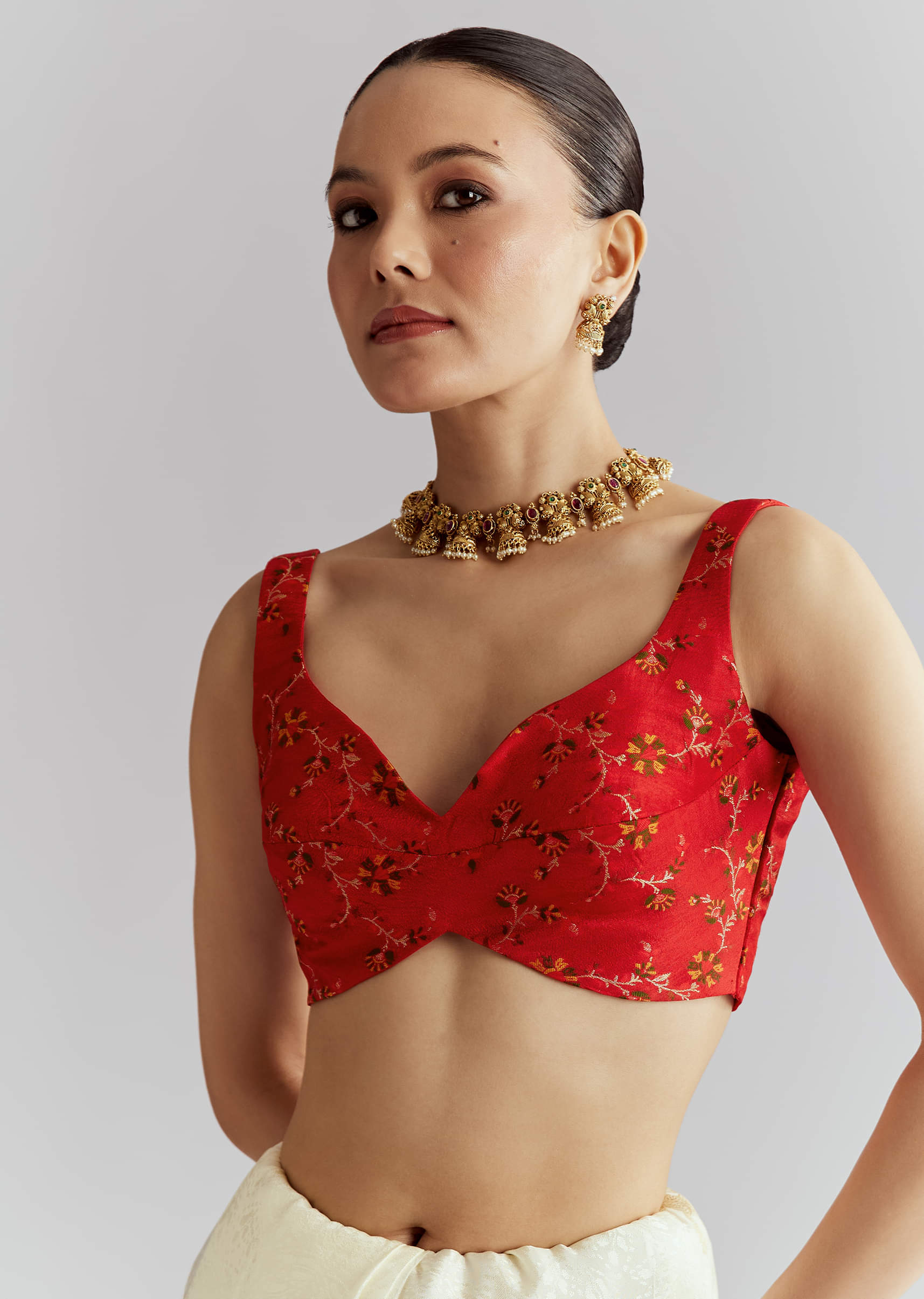 Off White Jacquard Silk Woven Saree With Zari Embroidery