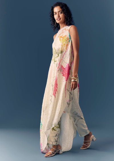 Off White One Shoulder Printed Co ord Set