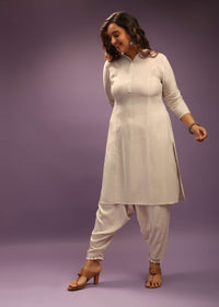 Off White Kurta Set In Cowl Pants Without Dupatta