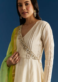 Ombre Chanderi Angrakha Style Anarkali Suit With Ombre Dupatta