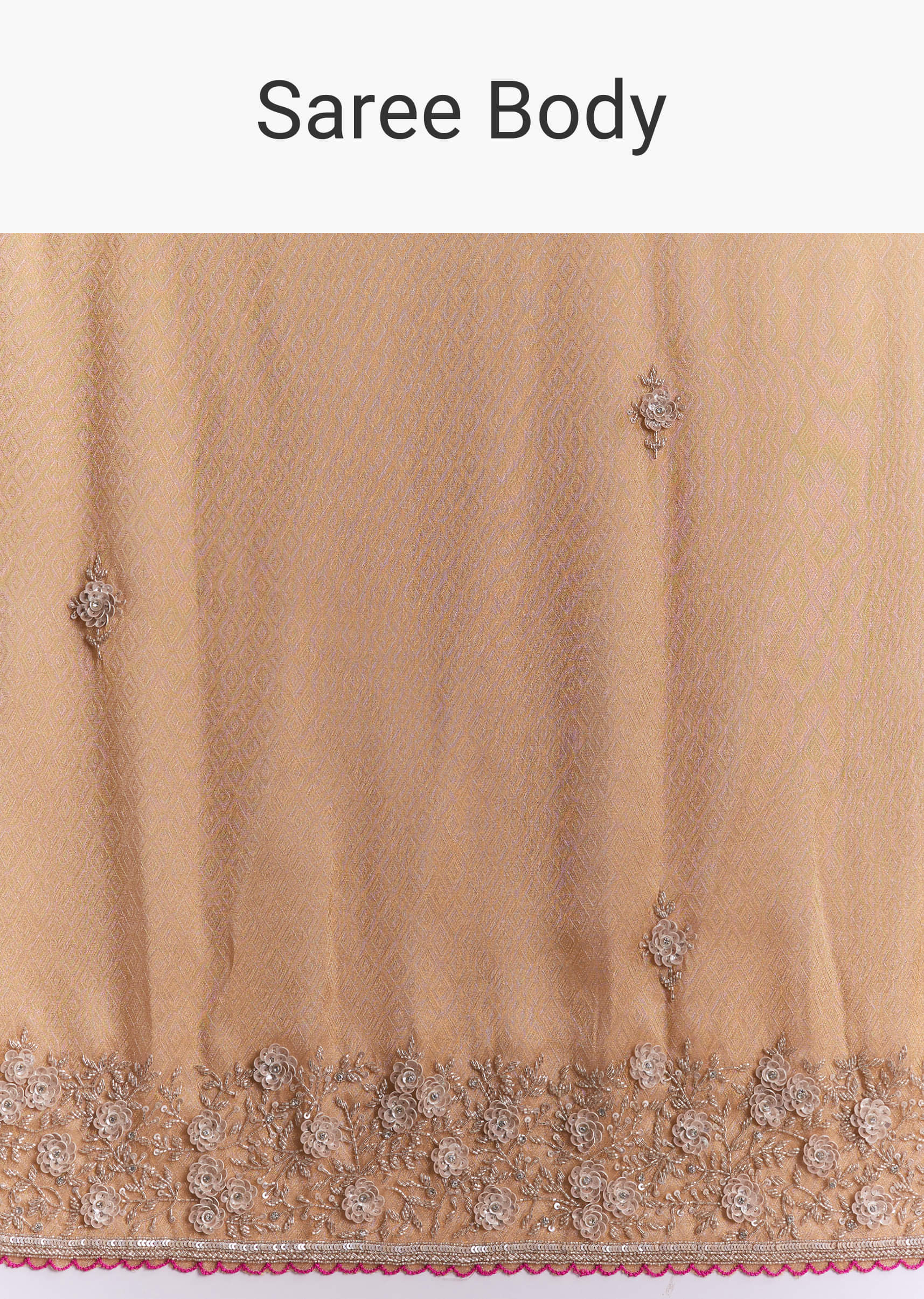 Orange Tissue Saree With Heavy Floral Embroidery