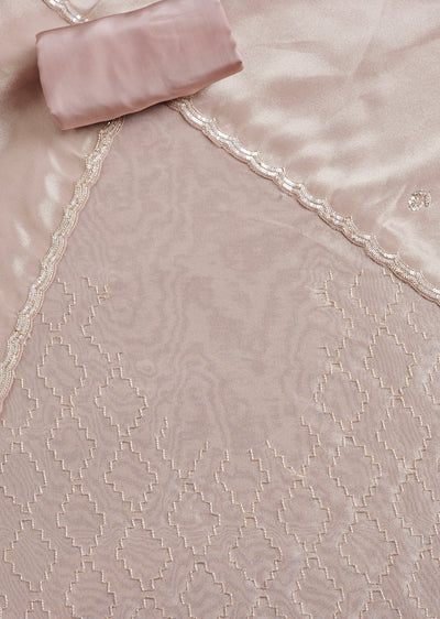 Peach Tissue Unstitched Suit With Dupatta