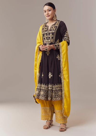 Black Anarkali Suit With Zari Cut Dana And Sequins Work