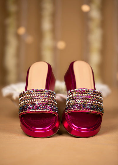 Pink Bead Hand Embellished Heels