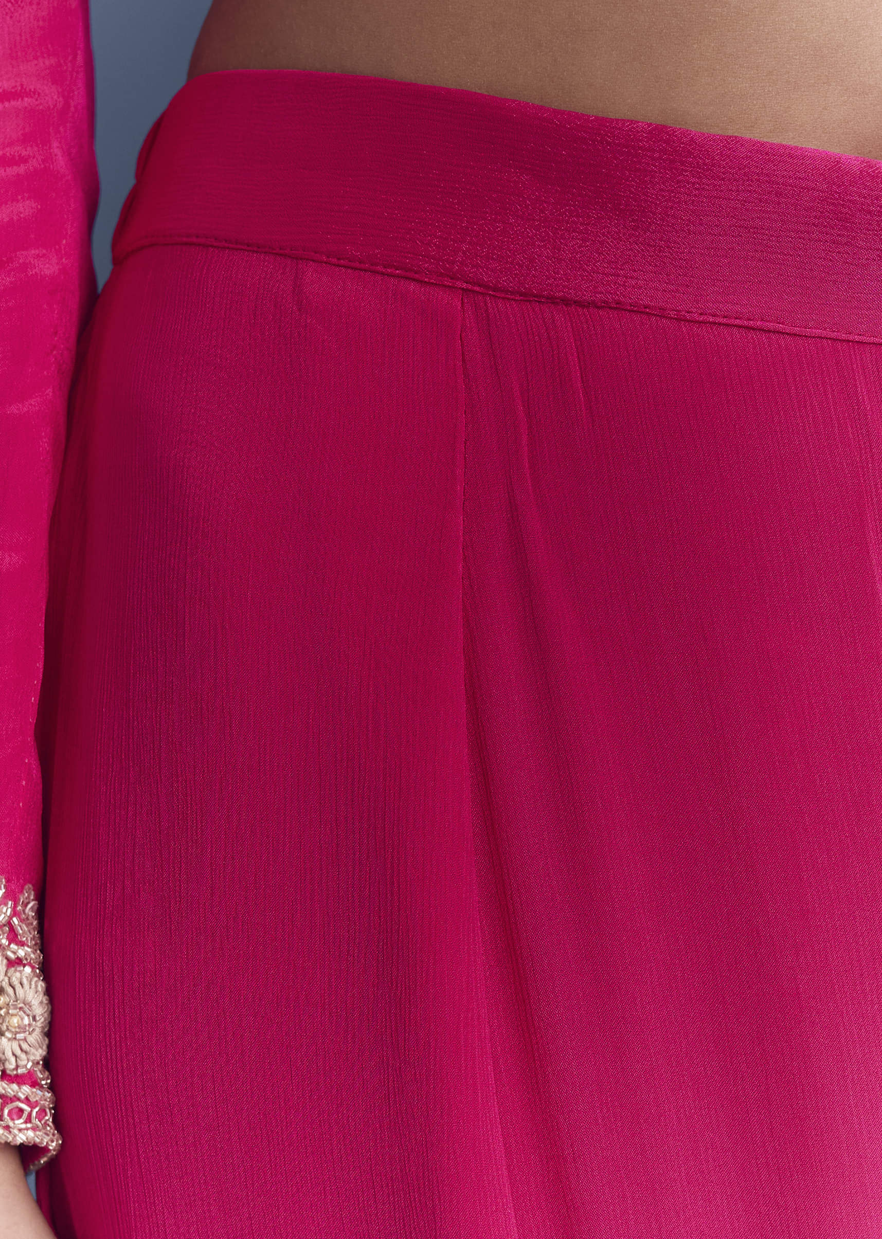 Pink Chinon Sharara Suit With Cutdana And Sequins Embroidery