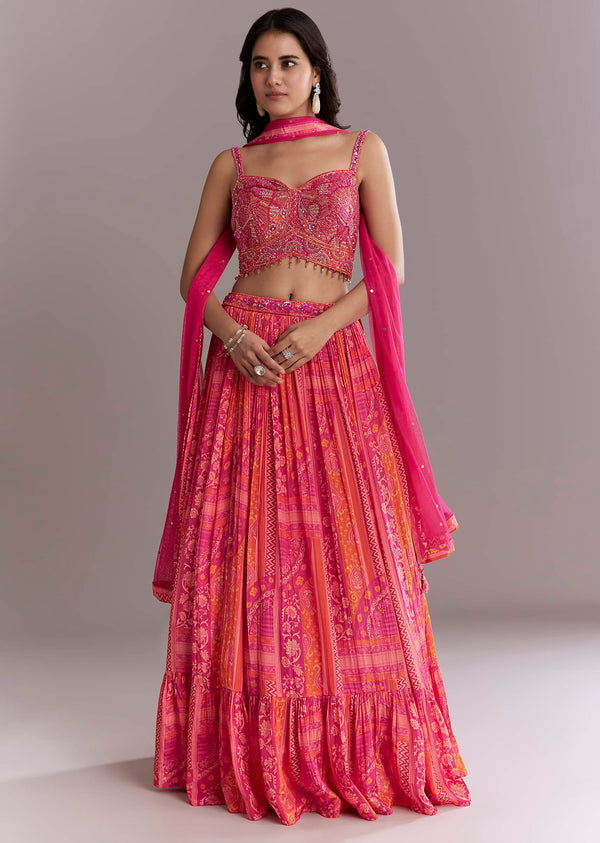 Pink Crepe Bridesmaid Lehenga With Intricate Hand Embroidery
