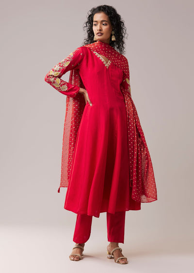 Pink Dola Silk Embellished Anarkali Set