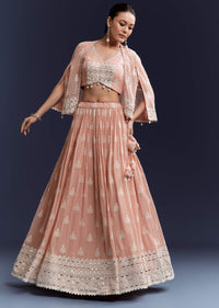 Pink Georgette Bridesmaid Lehenga With Sequins And Thread Embroidery