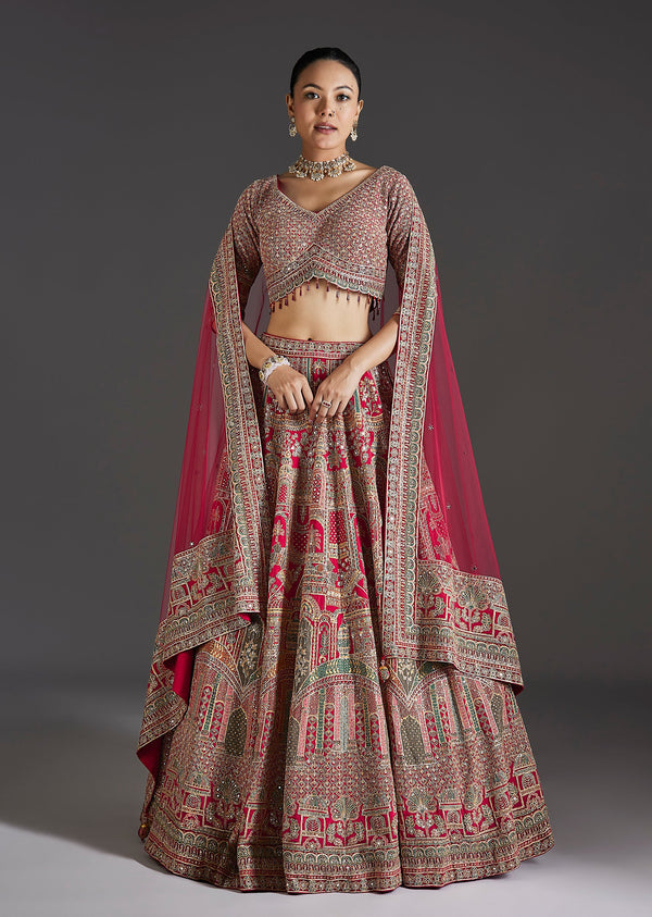 Pink Lehenga With Sequins And Zari Glow