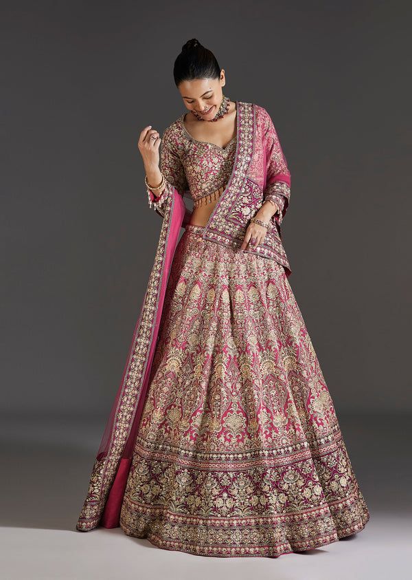 Pink Lehenga With Sweetheart Charm And Stone Work