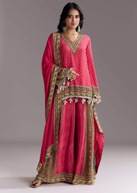 Pink Printed Palazzo Set With Dupatta