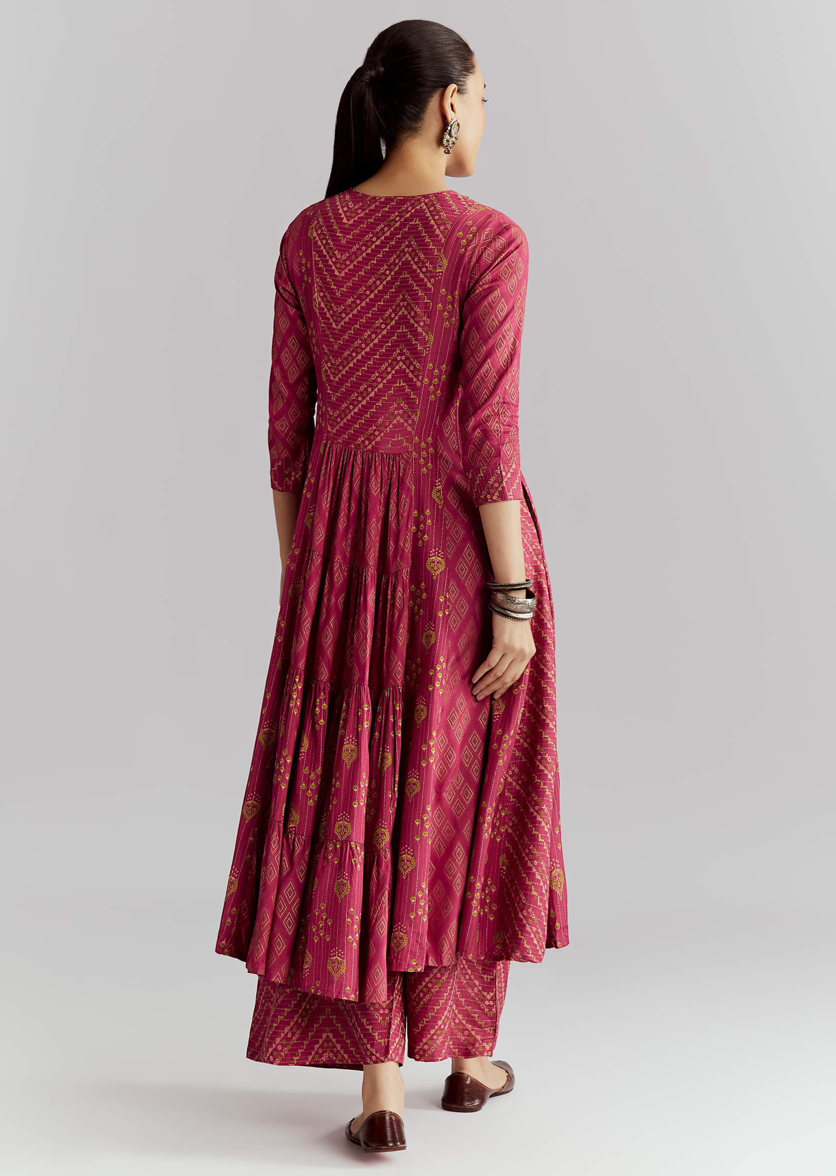 Pink Silk Anarkali Suit With Indie Print And Intricate Embroidery