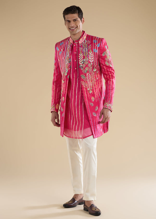 Pink Zardosi Indo Western Set