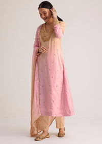 Pink and Beige Ombre Embroidered Suit