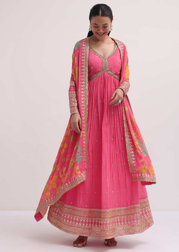 Pink Embroidered Anarkali Suit
