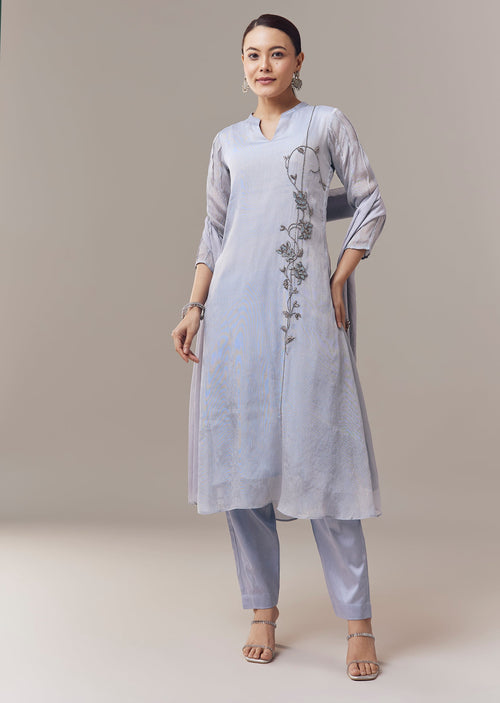 Buy Powder Blue Anarkali Suit With Cut Dana And Resham Work And Dupatta