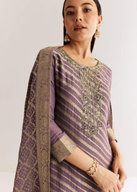 Purple Banarasi Georgette Kurta Set With Zardosi And Cutdana Work