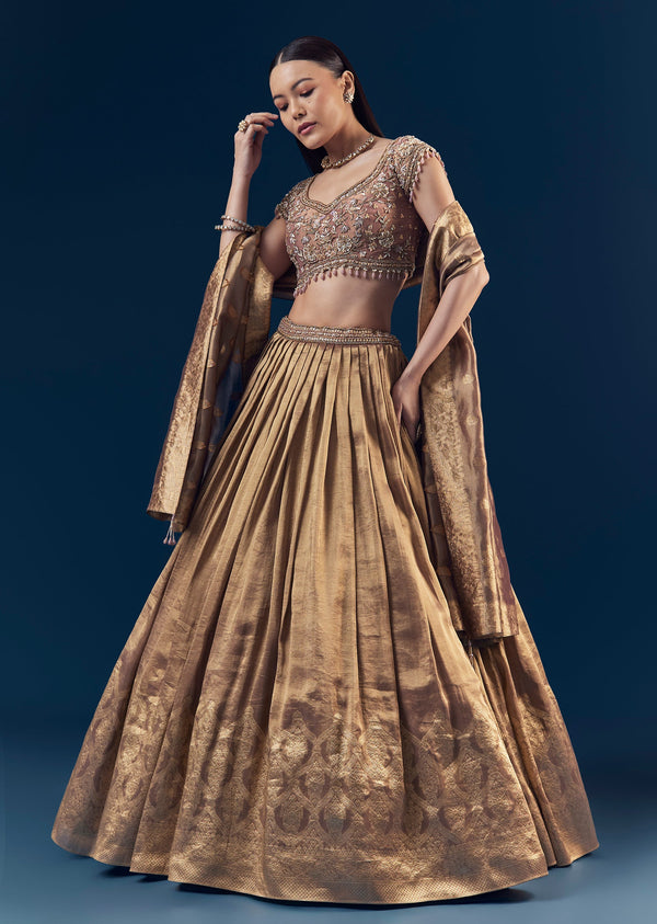 Purple Banarasi Silk Bridesmaid Lehenga Set