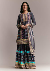 Purple Printed Sharara Set