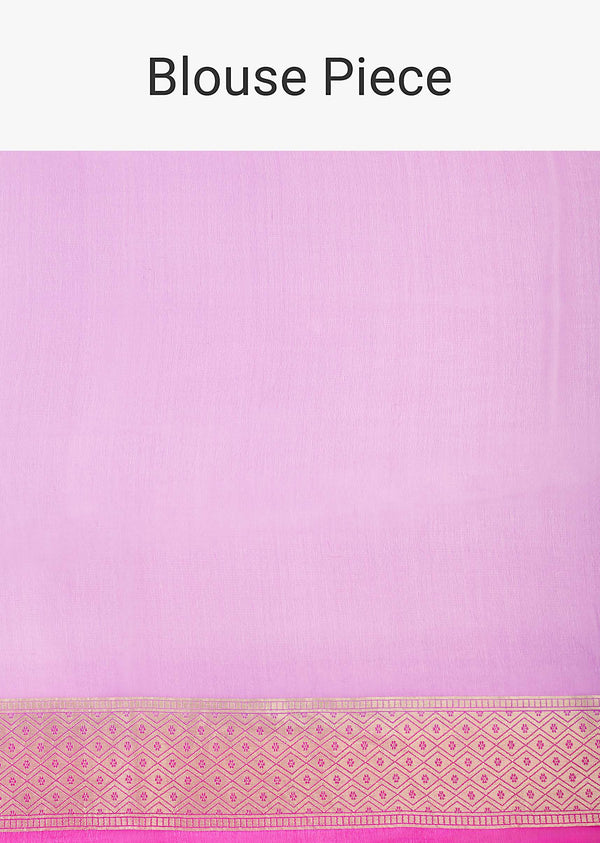 Purple Banarasi Saree With Zari Butta Work All Over