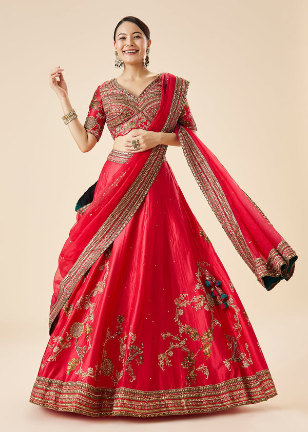 Rani Pink Embroidered Lehenga Set