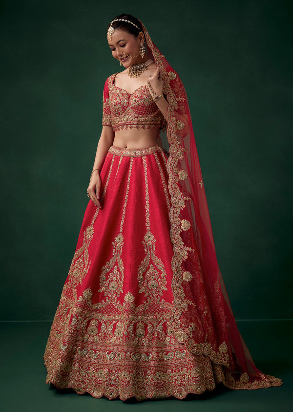 Red Sequin Work Bridal Lehenga Sets