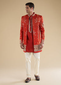 Red Zardosi Indo Western Set