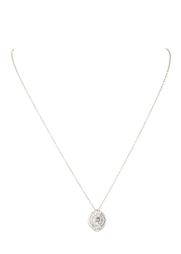 Round Solitaire Swarovski Pendant In 92.5 Sterling Silver