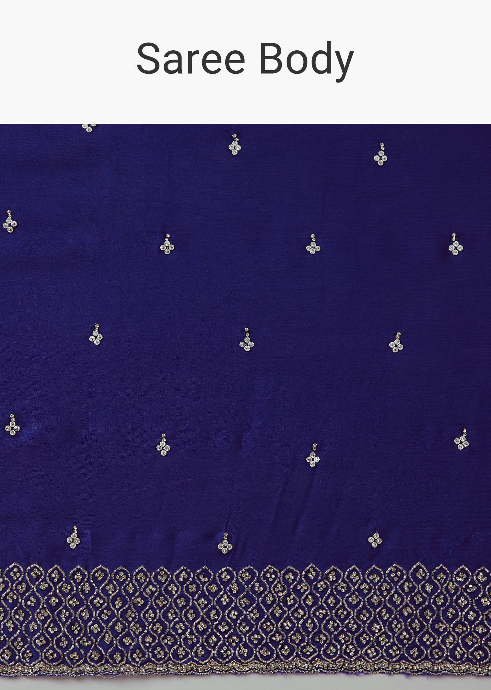 Royal Blue Mirror Embellished Saree with Unstitched Blouse