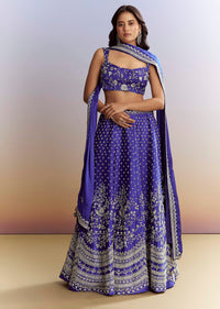 Royal Blue Satin Bridesmaid Lehenga With Heavy Embroidery