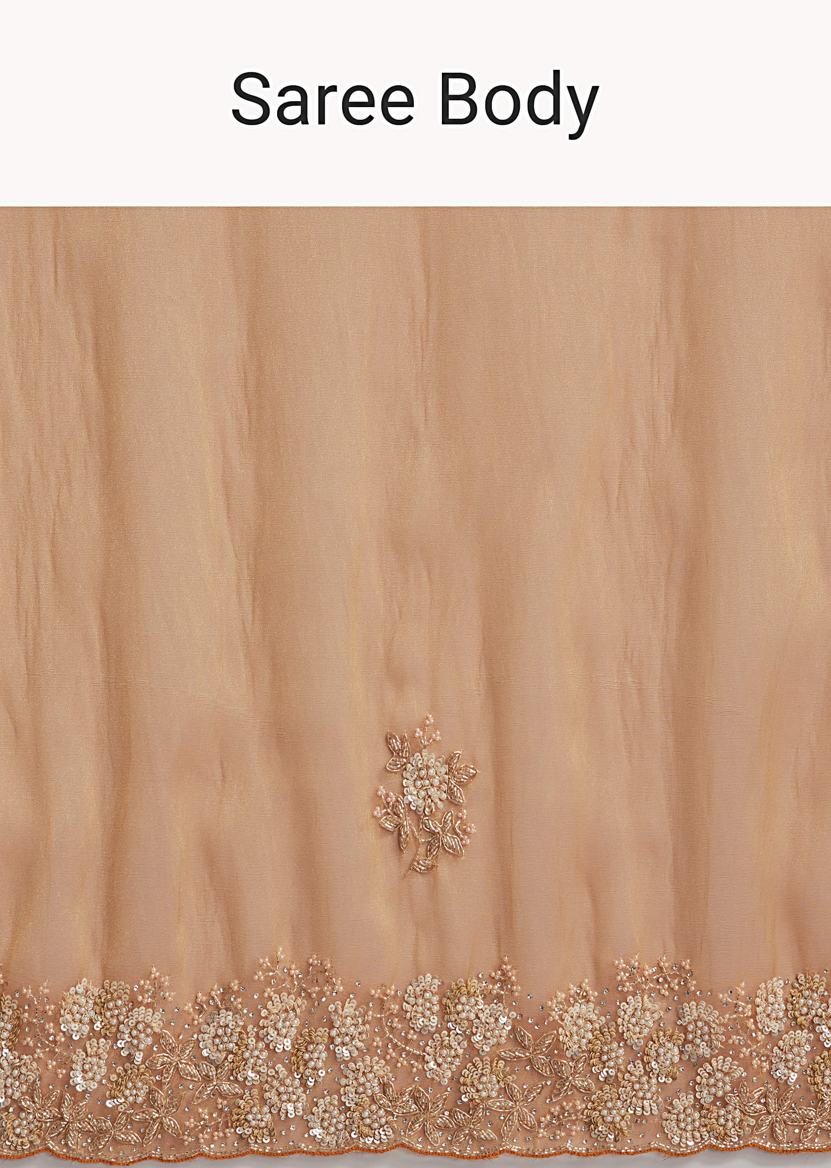 Rust Orange Georgette Embroidered Saree With Heavy Hand Embroidery