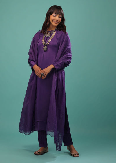 Mauve Purple Purple A Line Suit Made With Bemberg Satin