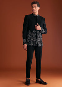 Black Jodhpuri Suit In Lachkaa With Hand Embroidery