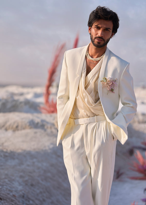 Ivory Pearl Embellished Tuxedo Set