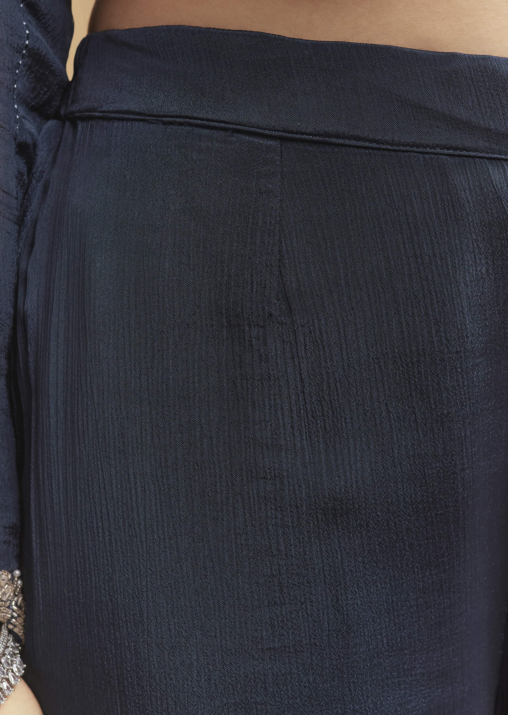 Teal Blue Chinon Sharara Suit With Heavy Hand Embroidery