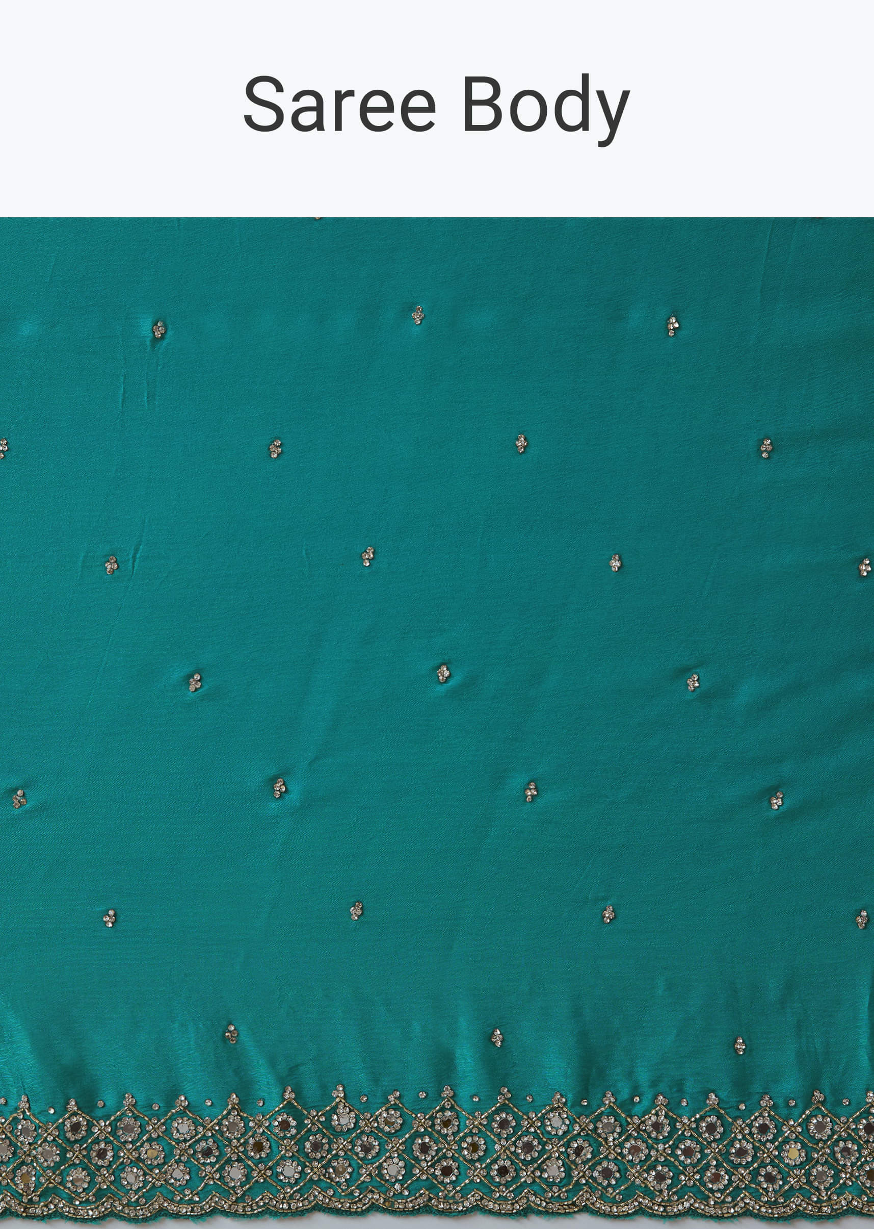 Turquoise Blue Embellished Saree with Unstitched Blouse