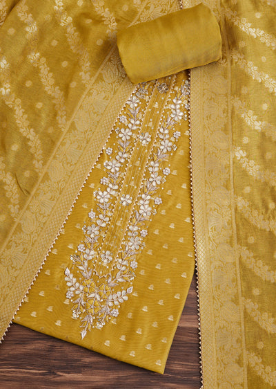 Vibrant Mustard Yellow Suit With Intricate Embroidery