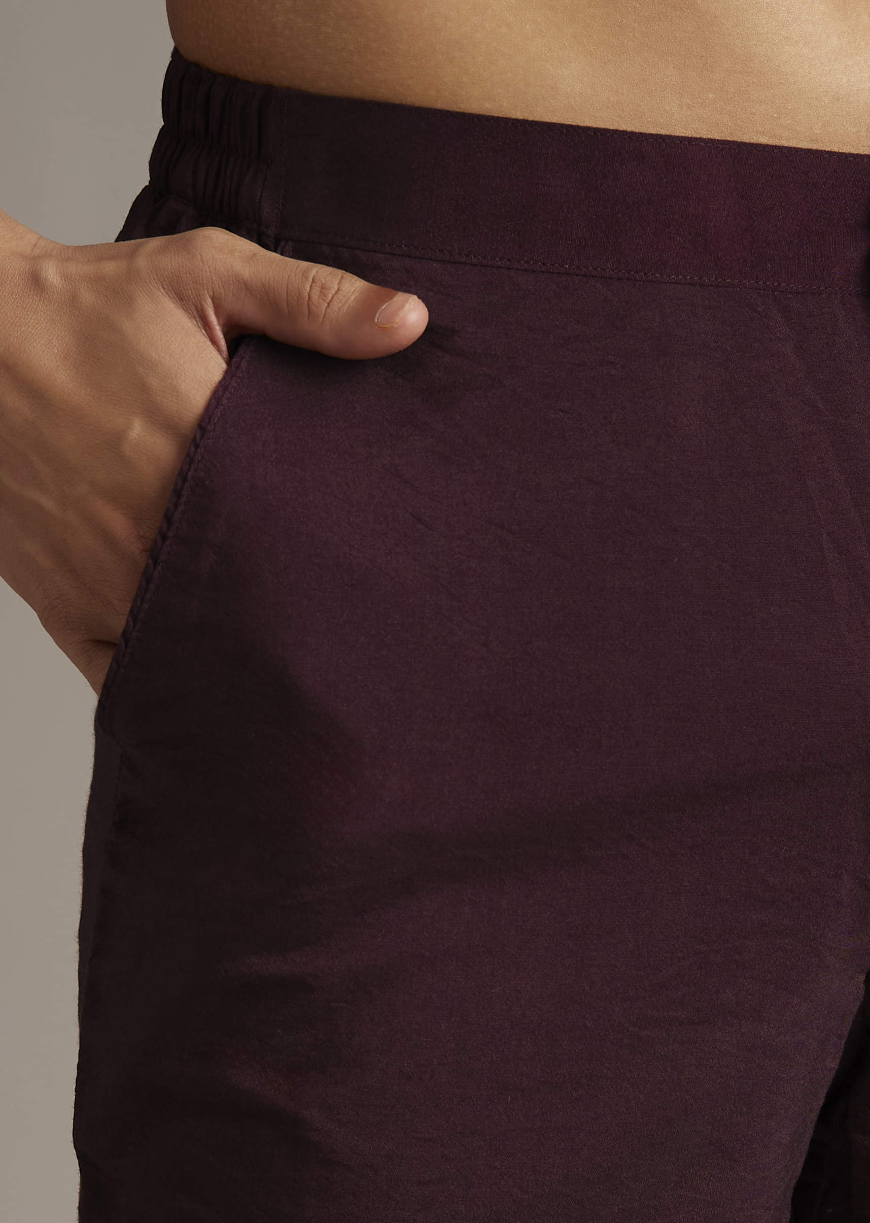 Wine Indo Western Set For Men With Cutdana Embroidery