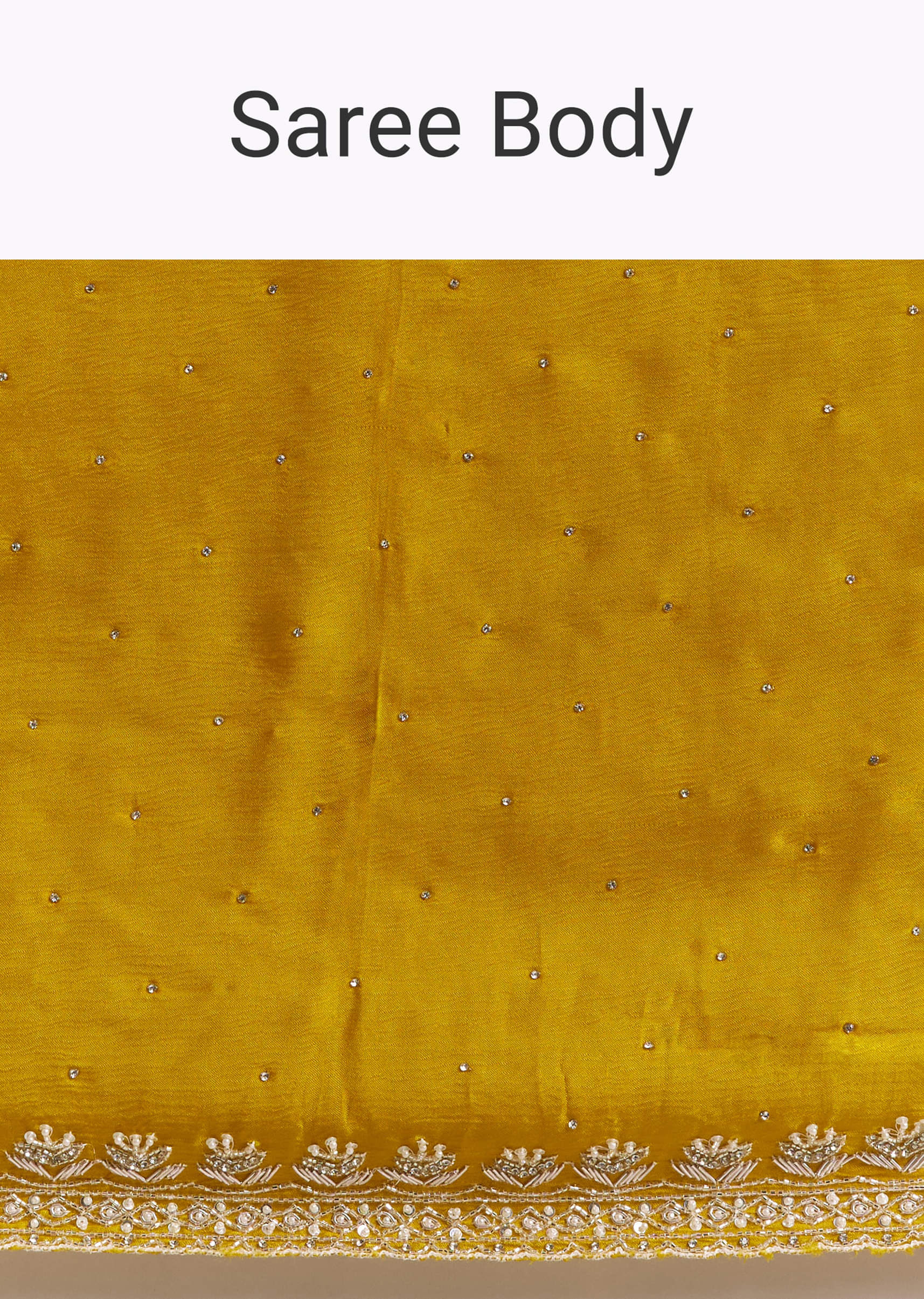 Yellow Chinon Saree With Stone And Sequin Embroidery