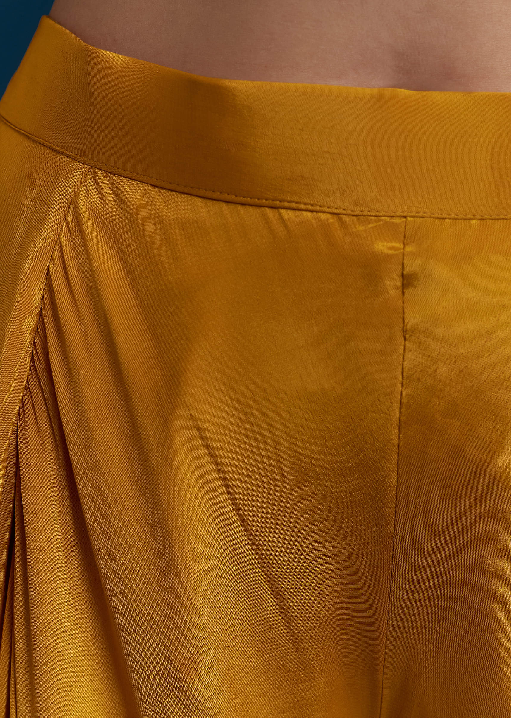 Yellow Crop Top Palazzo Set with Floral Print