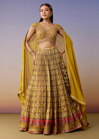 A Yellow Printed Bridesmaid Lehenga Sets