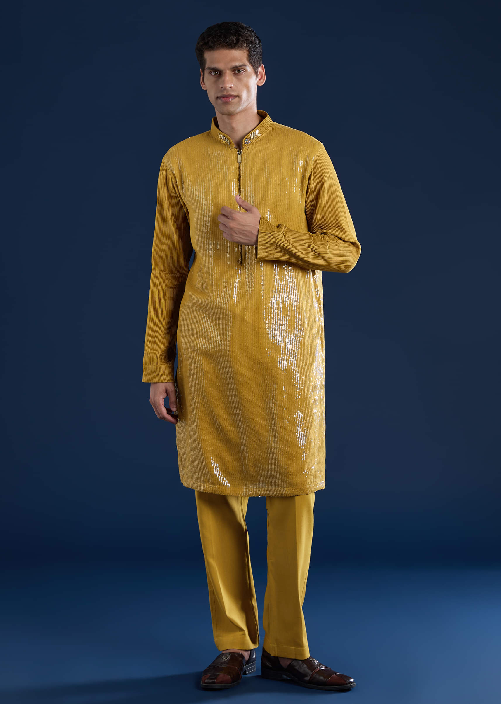 Yellow Sequin Kurta Set