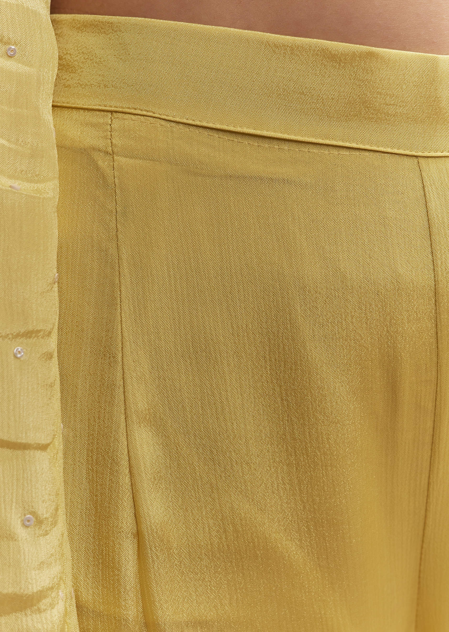 Yellow Chinon Sharara Suit With Beads And Moti Work