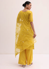 Yellow Embroidered Kurta Palazzo Set